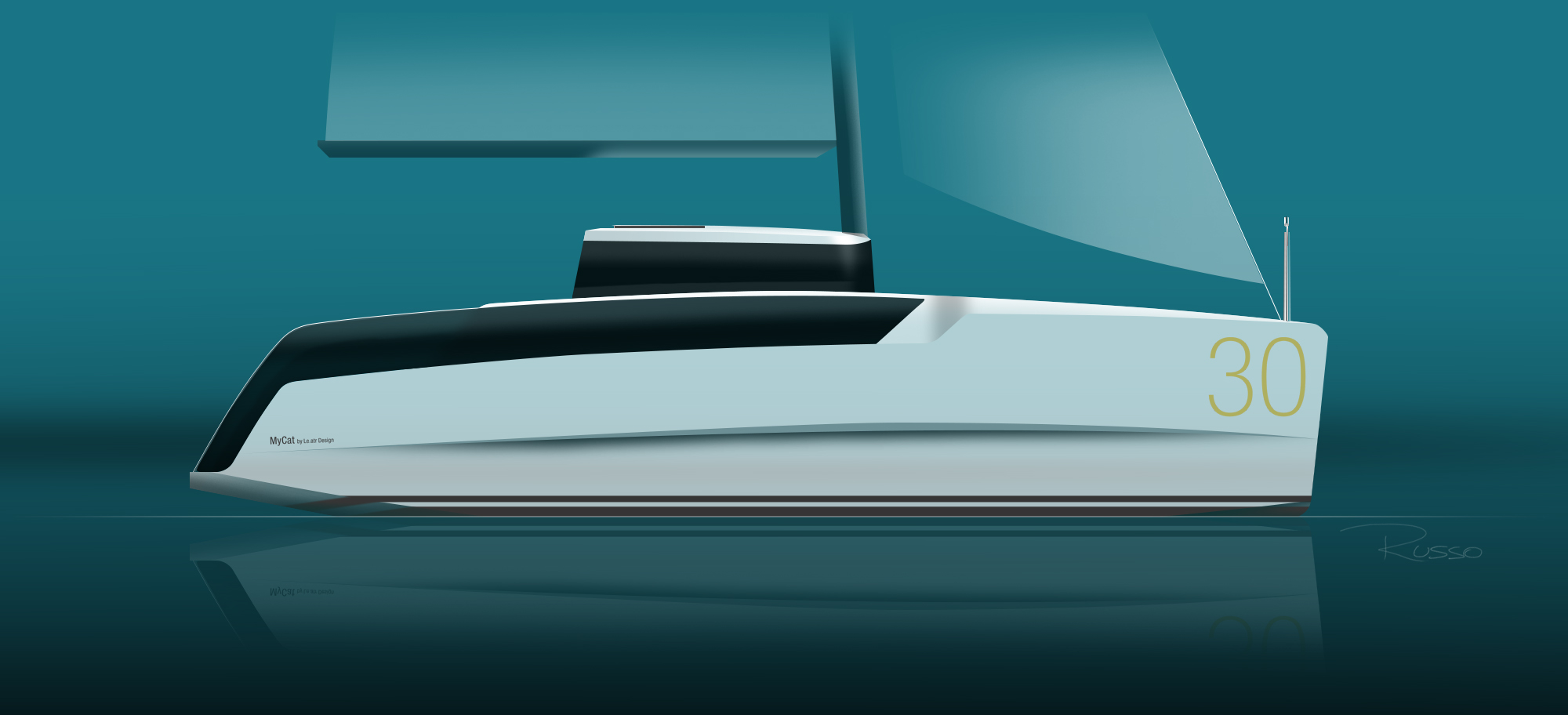 Catamaran - MyCat 30 Lateral - Sketch Digital